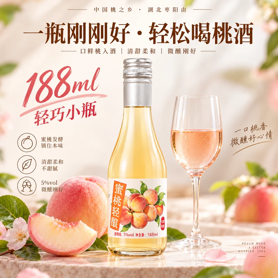 晓桃红蜜桃酒 5度 · 188ml